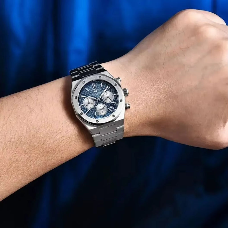relogio masculino azul Lorenzo Pagani Design - mostrador cronografo