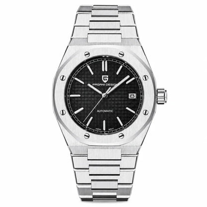 Rel?gio Pagani Design Vittorio preto com pulseira de a?o em fundo branco