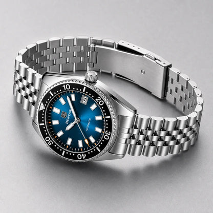 relógio masculino prata Benyar azul petróleo com pulseira aberta