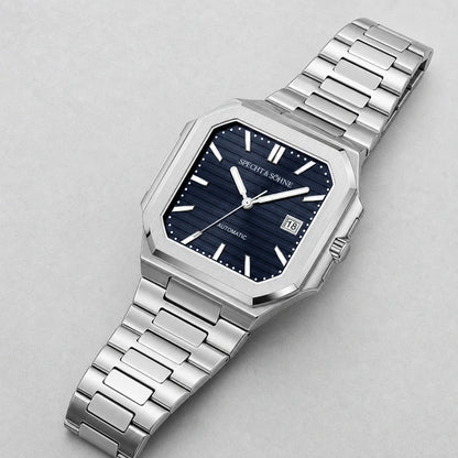 Relogio Masculino Azul Escuro Specht & Sohne Cubico Automatico em composicao completa de produto