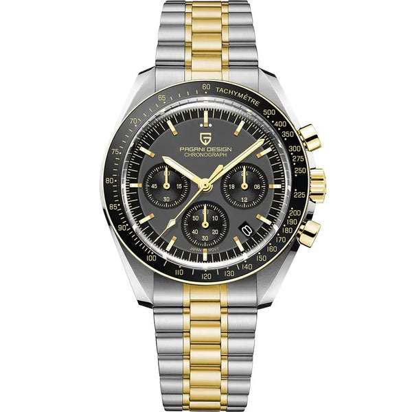 relógio masculino bicolor dourado Lunario Pagani Design Preto - foto frontal