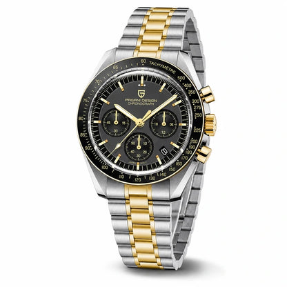 relogio cronografo masculino Lunario Pagani Design Preto - Angulo tres quartos