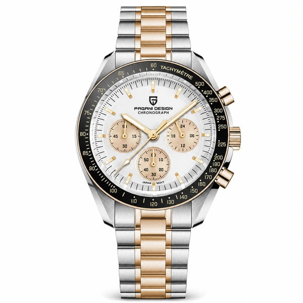 relógio masculino bicolor Lunario Pagani Design Branco - Frente em fundo branco
