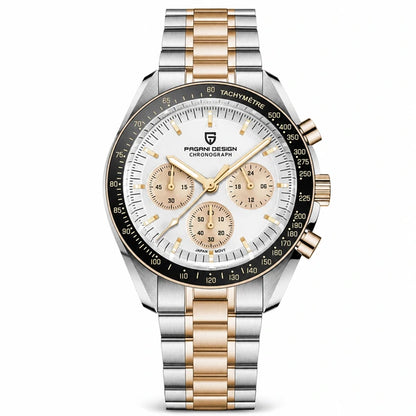 relógio masculino bicolor Lunario Pagani Design Branco - Frente em fundo branco