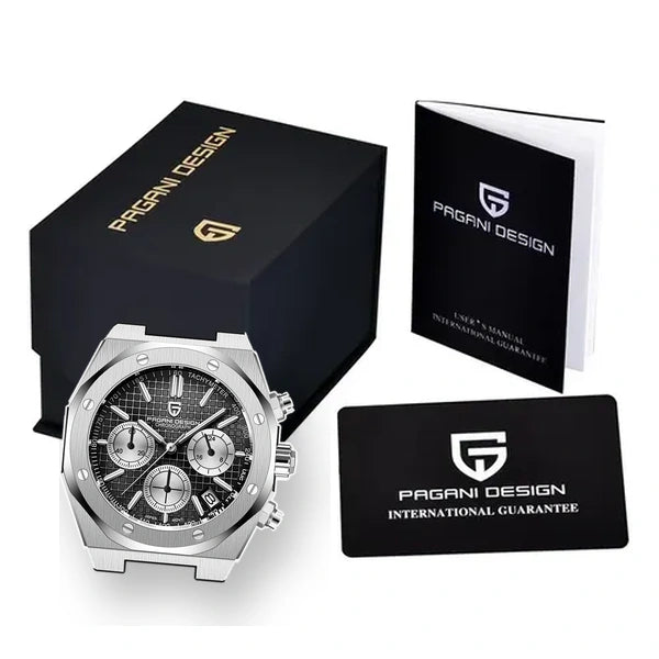relogio masculino na caixa Relógio Masculino Borracha Dante Pagani Design Preto - produto na caixa embalagem