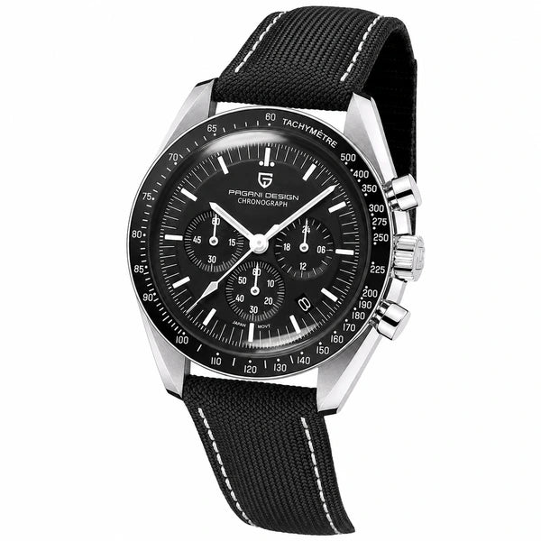 relogio cronografo masculino Lunario Pagani Design Preto - Angulo tres quartos