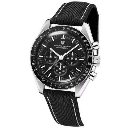relogio cronografo masculino Lunario Pagani Design Preto - Angulo tres quartos