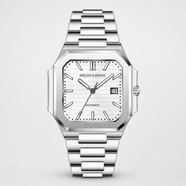 Relogio Masculino Branco Specht & Sohne Cubico Automatico em imagem final de vitrine