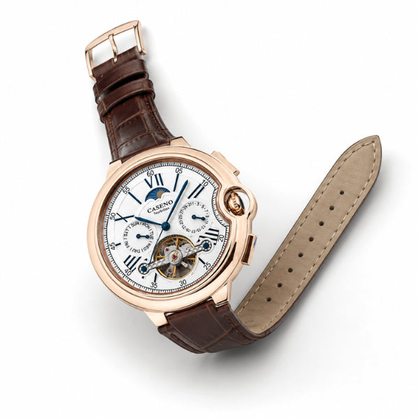 relógio mecânico masculino Caseno Versailles Tourbillon - vista lateral
