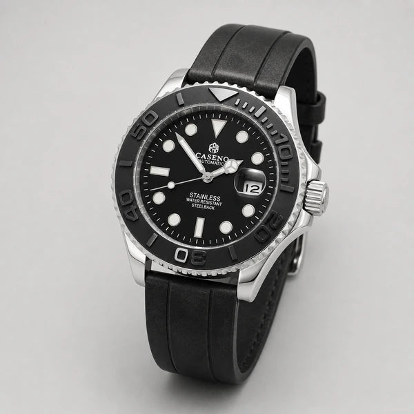Relógio Masculino Caseno Yacht 8236G Prata em ângulo três quartos