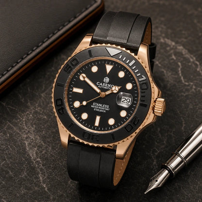 Relógio Masculino Caseno Yacht 8236G Rosé em composição lifestyle luxuosa