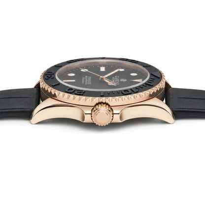 Relógio Masculino Caseno Yacht 8236G Rosé em vista lateral com detalhe da caixa