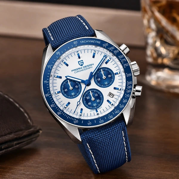relogio masculino executivo Lunario Pagani Design Branco Azul - Lifestyle executivo