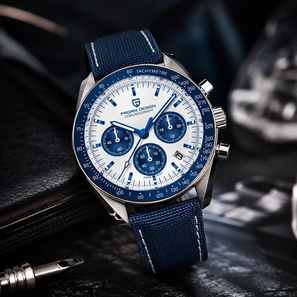 relogio premium masculino Lunario Pagani Design Branco Azul - Lifestyle premium