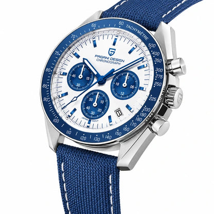 relogio masculino caixa aco Lunario Pagani Design Branco Azul - Vista lateral