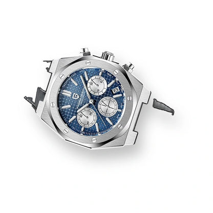 relogio masculino premium Relógio Masculino Couro Dante Pagani Design Azul - fundo branco perfil lateral