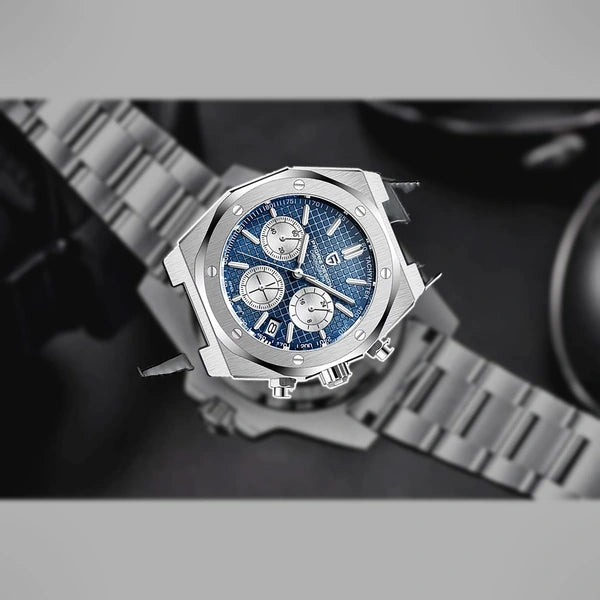 relogio masculino caseback Relógio Masculino Couro Dante Pagani Design Azul - fundo branco traseira caseback