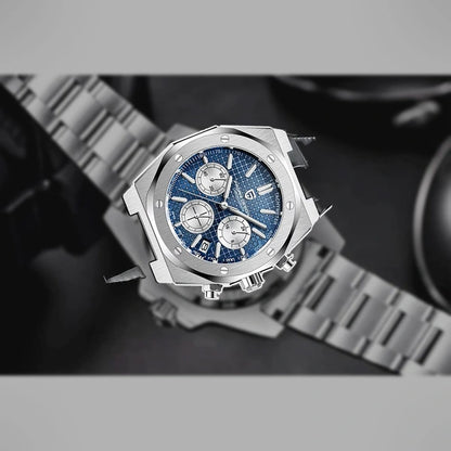 relogio masculino caseback Relógio Masculino Couro Dante Pagani Design Azul - fundo branco traseira caseback