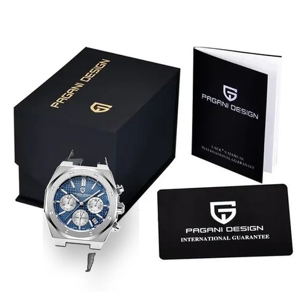 relogio masculino na caixa Relógio Masculino Couro Dante Pagani Design Azul - produto na caixa embalagem