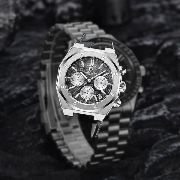 relogio cronografo masculino Relógio Masculino Couro Dante Pagani Design Preto - lifestyle premium em mesa