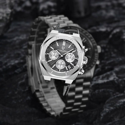 relogio cronografo masculino Relógio Masculino Couro Dante Pagani Design Preto - lifestyle premium em mesa