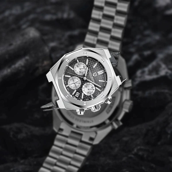 relogio masculino caseback Relógio Masculino Couro Dante Pagani Design Preto - fundo branco traseira caseback