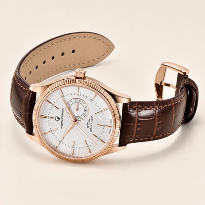 relógio Pagani Design Firenze Rose com pulseira aberta e fecho visível