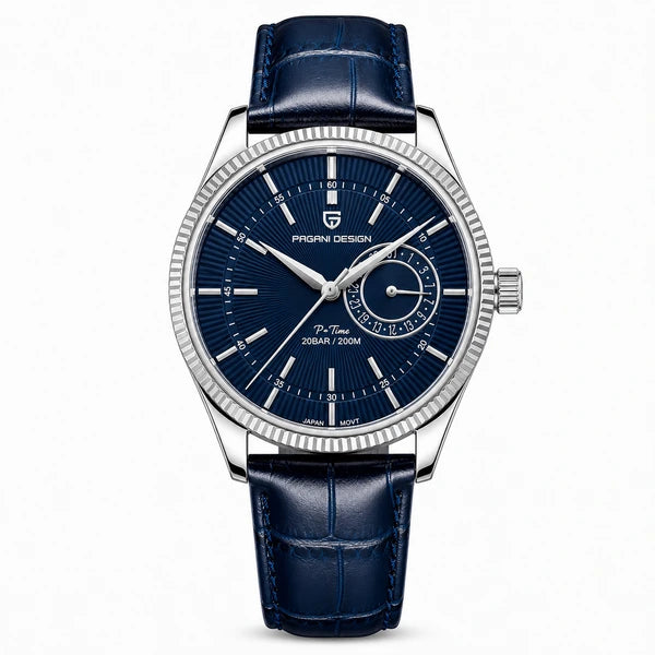 relógio masculino azul Pagani Design em fundo branco profissional atualizado
