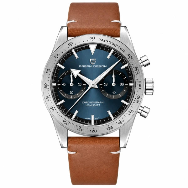 Relógio Masculino Couro Orion Pagani Design frontal em fundo branco