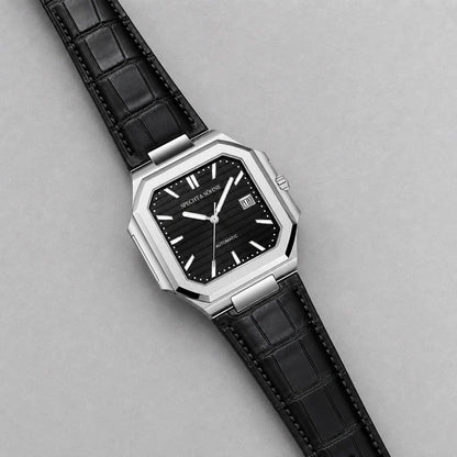 Relogio Masculino de Couro Preto Specht & Sohne Cubico Automatico em composicao completa de produto