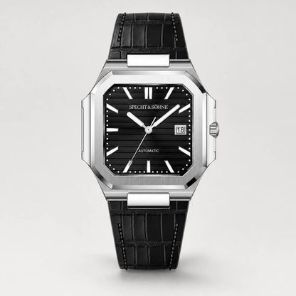 Relogio Masculino de Couro Preto Specht & Sohne Cubico Automatico em imagem final de vitrine