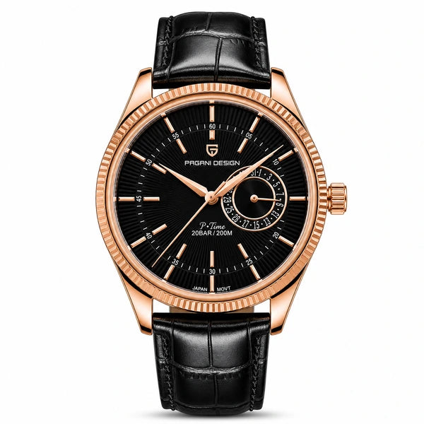 relógio masculino preto Pagani Design em fundo branco profissional atualizado