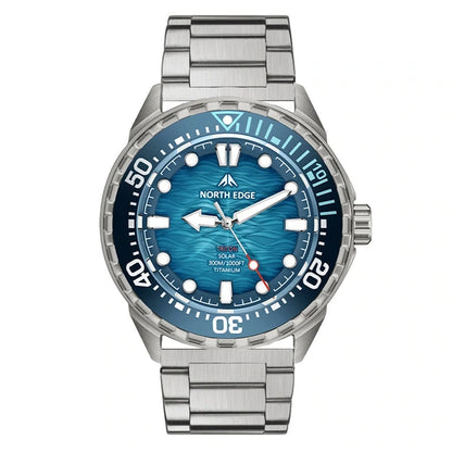 relógio masculino de mergulho North Edge Triton azul em fundo branco