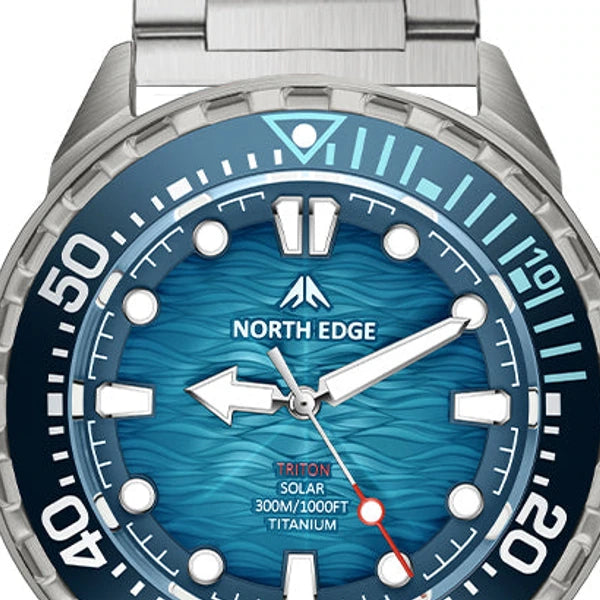 bezel de mergulho do relógio masculino North Edge Triton azul