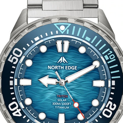 bezel de mergulho do relógio masculino North Edge Triton azul