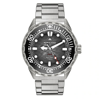 relógio masculino de mergulho North Edge Triton preto em fundo branco