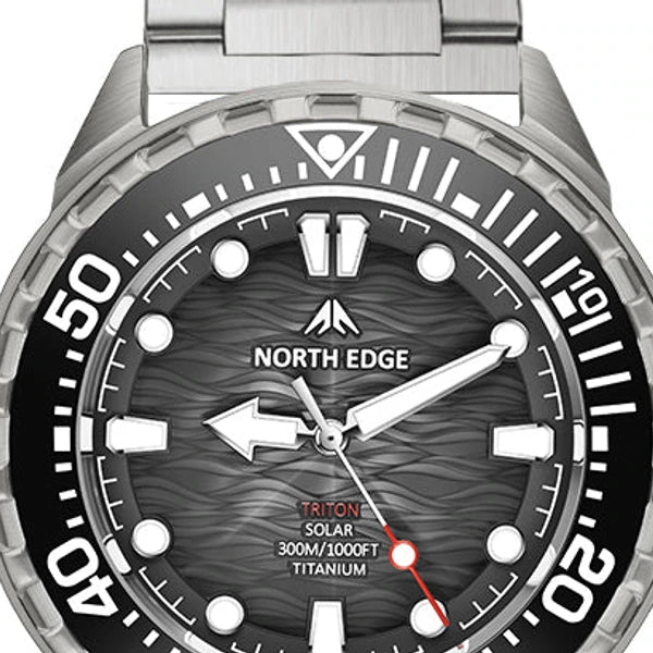 bezel de mergulho do relógio masculino North Edge Triton preto