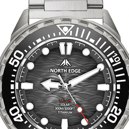 bezel de mergulho do relógio masculino North Edge Triton preto
