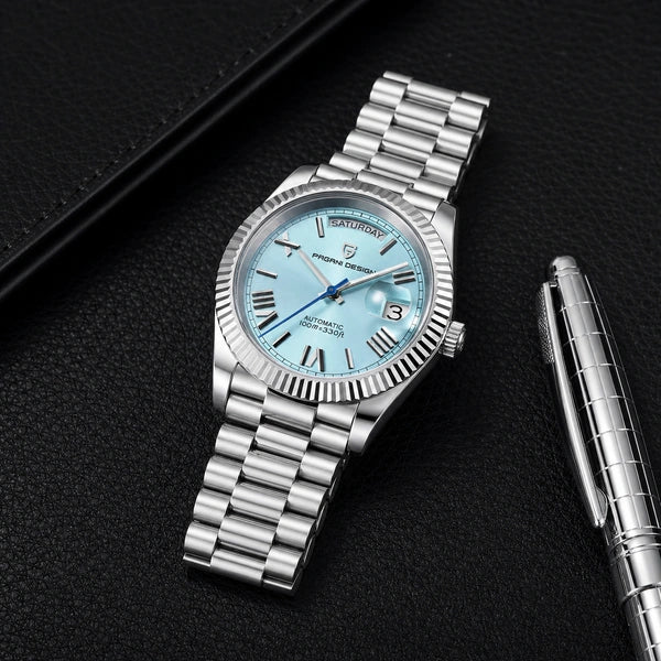 Relógio Masculino Pagani Design Imperiale 36 Ice Blue - composição lifestyle em couro preto