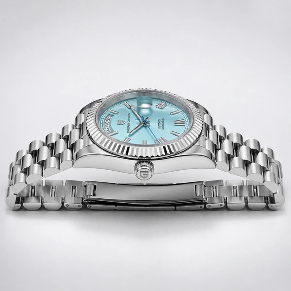 Relógio Masculino Pagani Design Imperiale 36 Ice Blue - perfil lateral da caixa e da pulseira