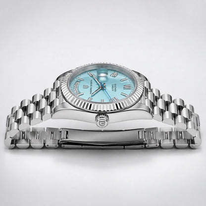 Relógio Masculino Pagani Design Imperiale 36 Ice Blue - perfil lateral da caixa e da pulseira