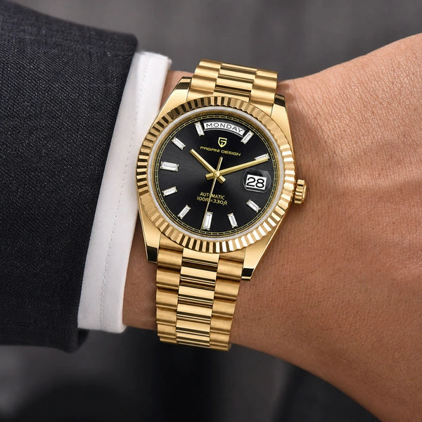 Relógio Masculino Pagani Design Imperiale Dourado com Preto - composição lifestyle executiva