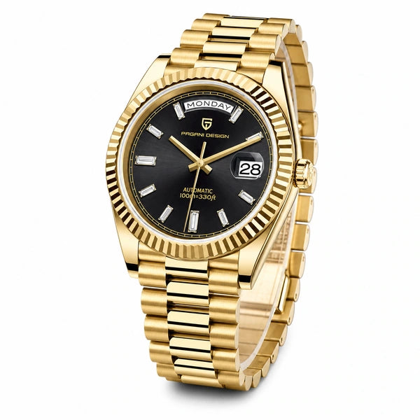 Relógio Masculino Pagani Design Imperiale Dourado com Preto - ângulo de três quartos