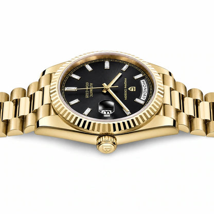 Relógio Masculino Pagani Design Imperiale Dourado com Preto - vista lateral da caixa