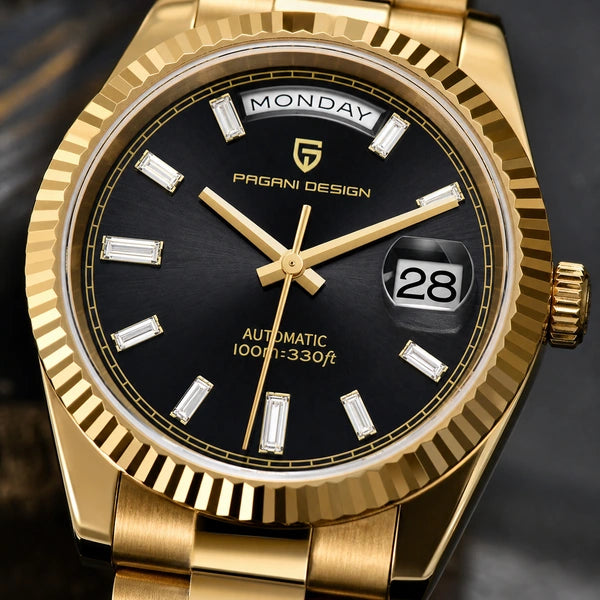 Relógio Masculino Pagani Design Imperiale Dourado com Preto - detalhe do mostrador