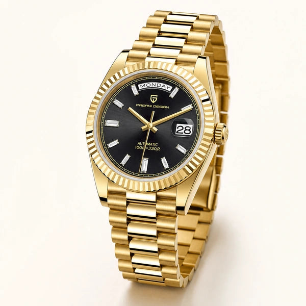 Relógio Masculino Pagani Design Imperiale Dourado com Preto - vitrine final em fundo claro