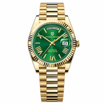 Relógio Masculino Pagani Design Imperiale Dourado com Verde - vista frontal em fundo branco