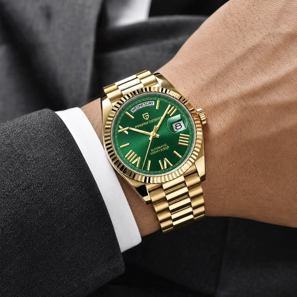 Relógio Masculino Pagani Design Imperiale Dourado com Verde - composição lifestyle executiva