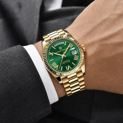 Relógio Masculino Pagani Design Imperiale Dourado com Verde - composição lifestyle executiva