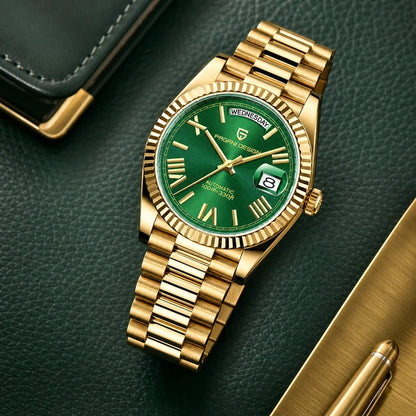Relógio Masculino Pagani Design Imperiale Dourado com Verde - composição lifestyle premium